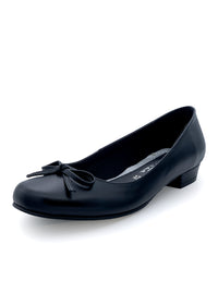 Low-cut pumps - black leather, bow