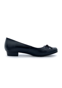 Low-cut pumps - black leather, bow