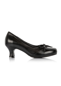 Pumps med rosett - svart läder, extra bred läst