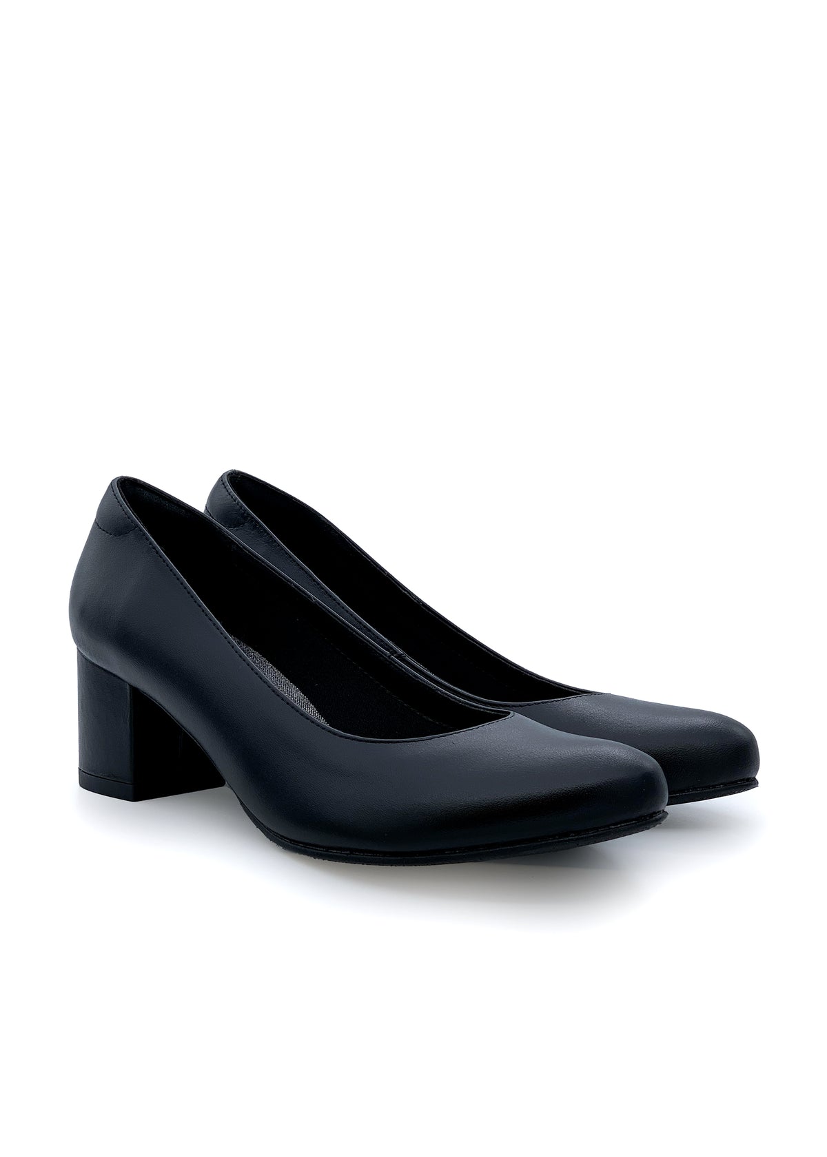 Pumps med klack - svart läder