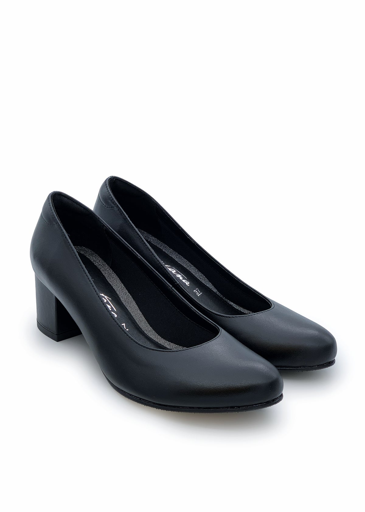 Pumps med klack - svart läder