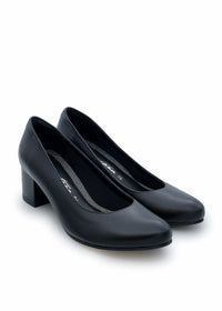 Pumps med klack - svart läder