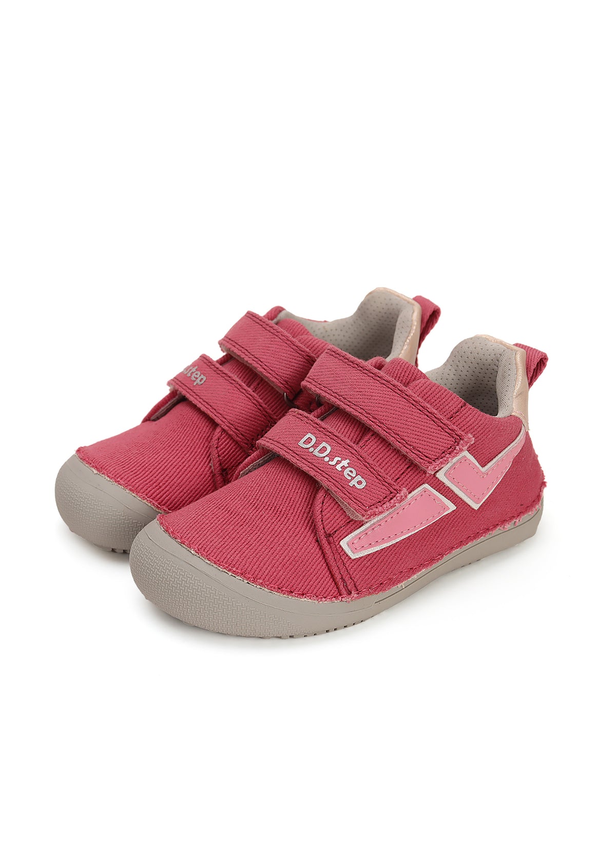 Barns barfotatennisskor - röd duk, rosa blixt