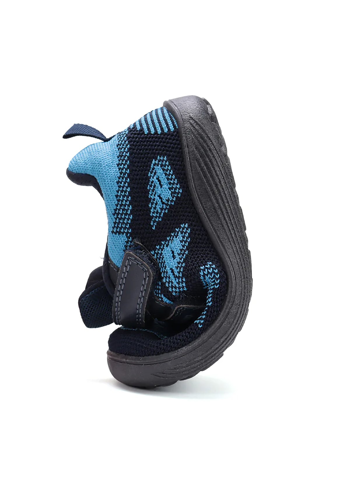 Children's barefoot sneakers - dark blue patterned fabric, Velcro