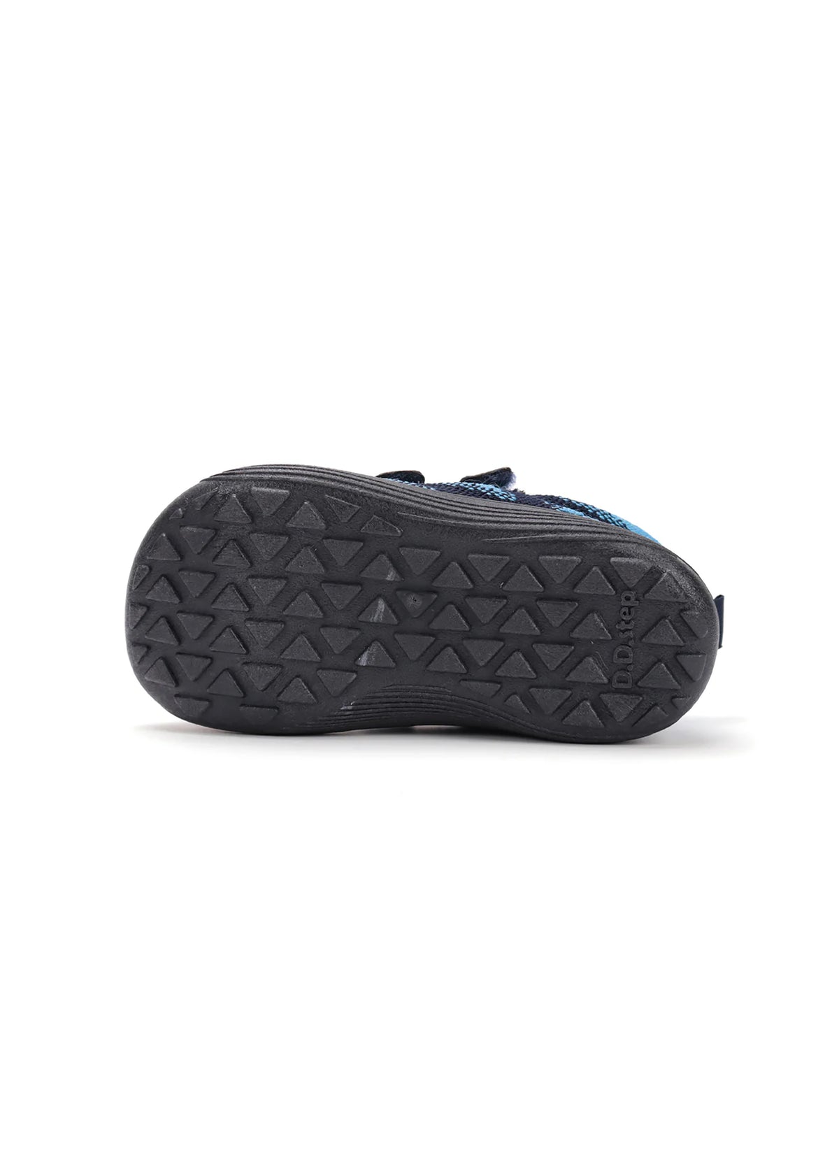 Children's barefoot sneakers - dark blue patterned fabric, Velcro