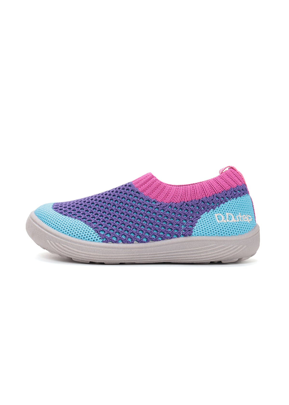 Children's Barefoot sneakers - purple-pink-turquoise fabric, laceless