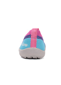 Children's Barefoot sneakers - purple-pink-turquoise fabric, laceless