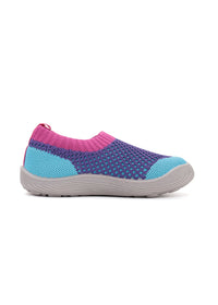 Children's Barefoot sneakers - purple-pink-turquoise fabric, laceless