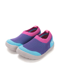 Children's Barefoot sneakers - purple-pink-turquoise fabric, laceless