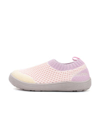 Children's barefoot sneakers - light pink fabric, laceless