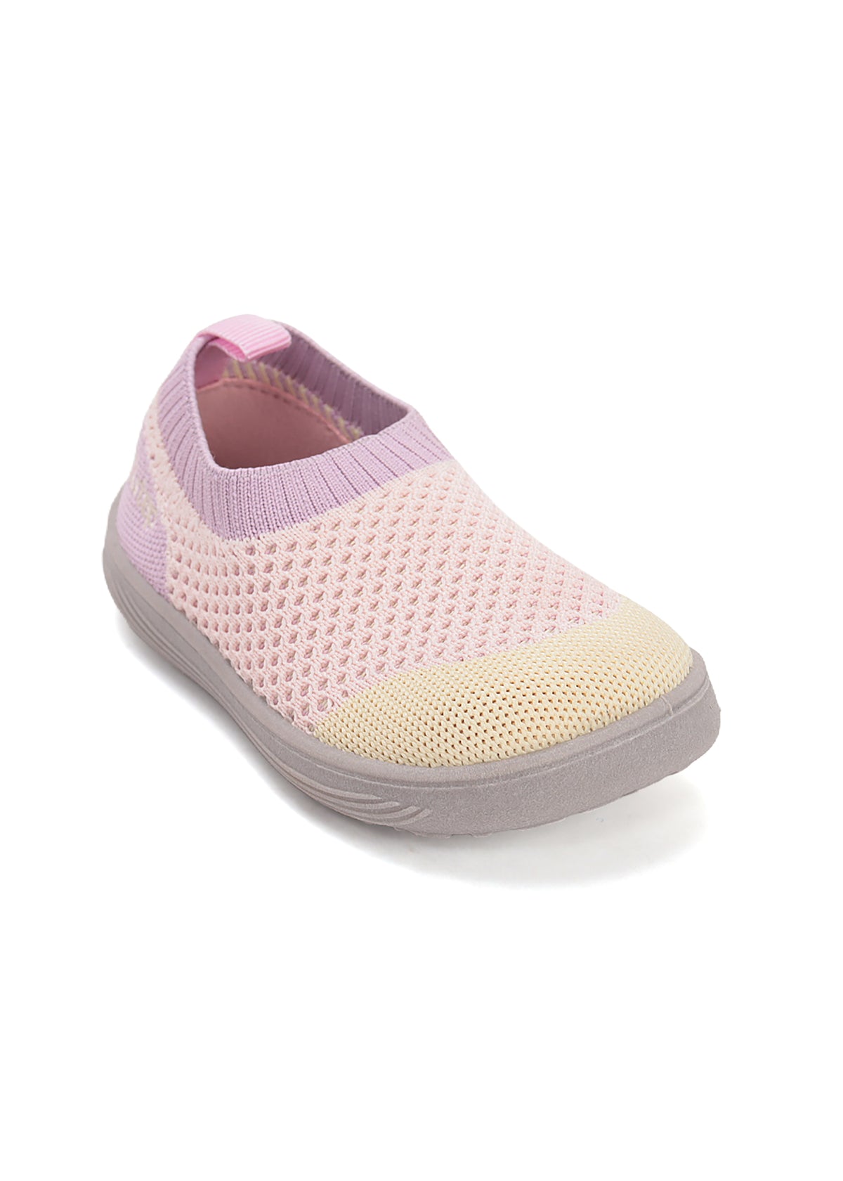Children's barefoot sneakers - light pink fabric, laceless