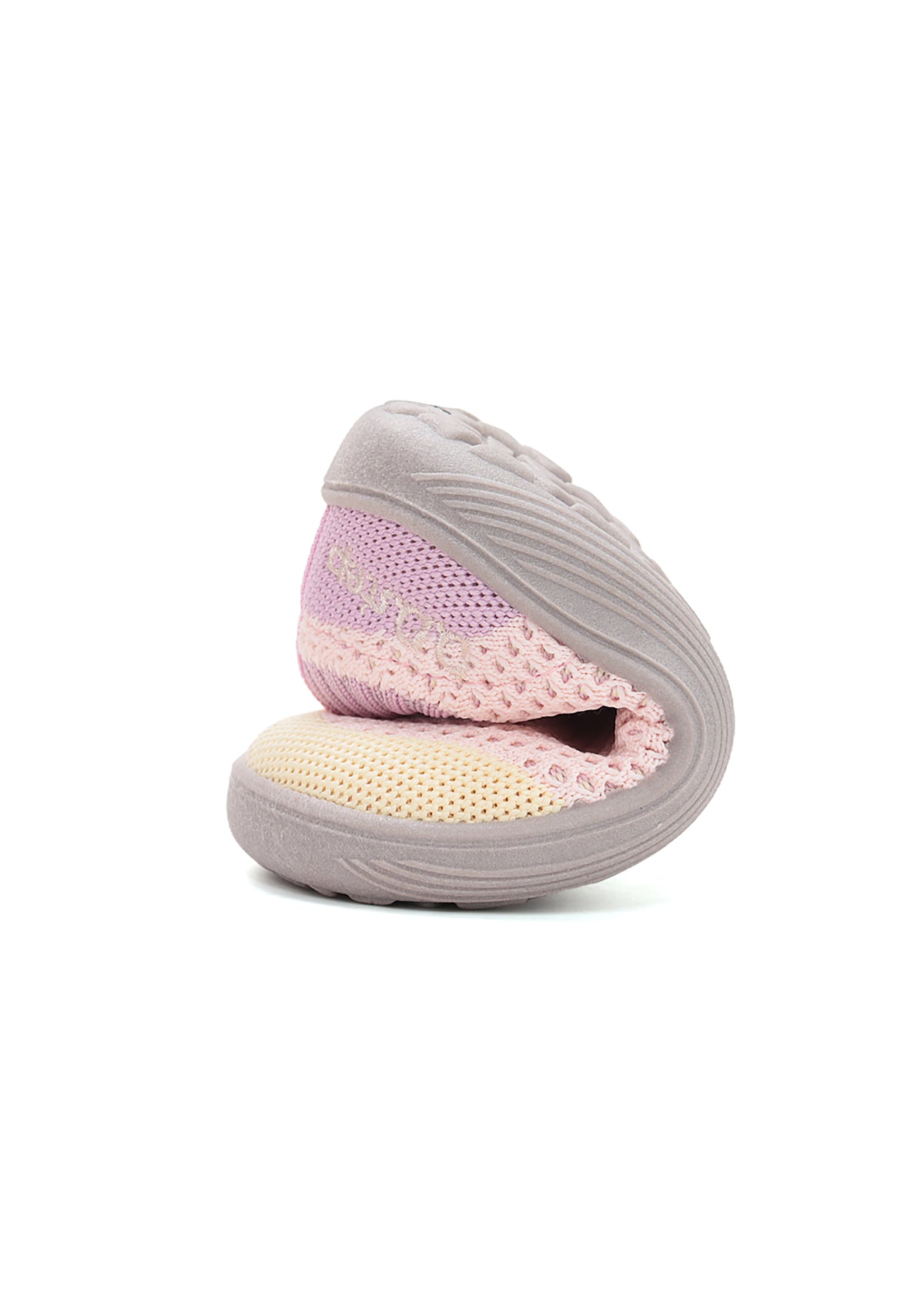 Children's barefoot sneakers - light pink fabric, laceless