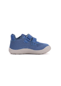Children's barefoot sneakers - blue fabric, velcro