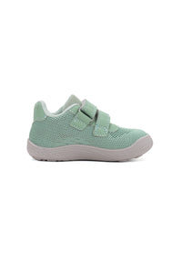 Children's barefoot sneakers - green fabric, Velcro straps