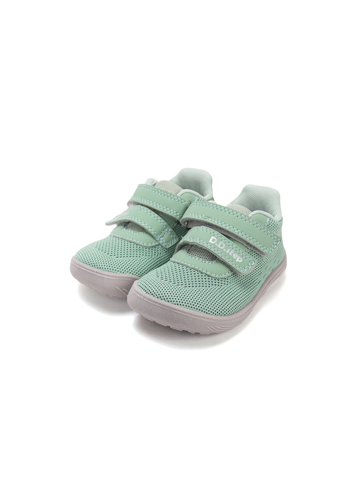 Children's barefoot sneakers - green fabric, Velcro straps