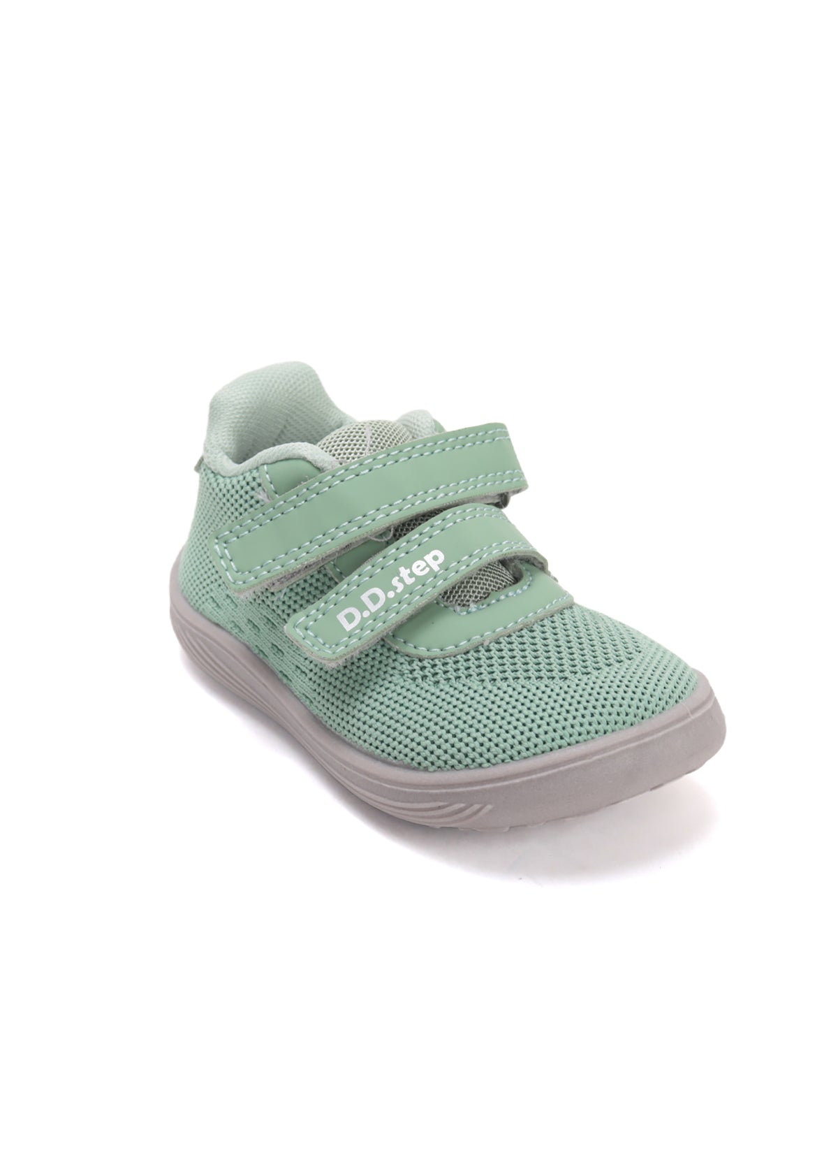 Children's barefoot sneakers - green fabric, Velcro straps