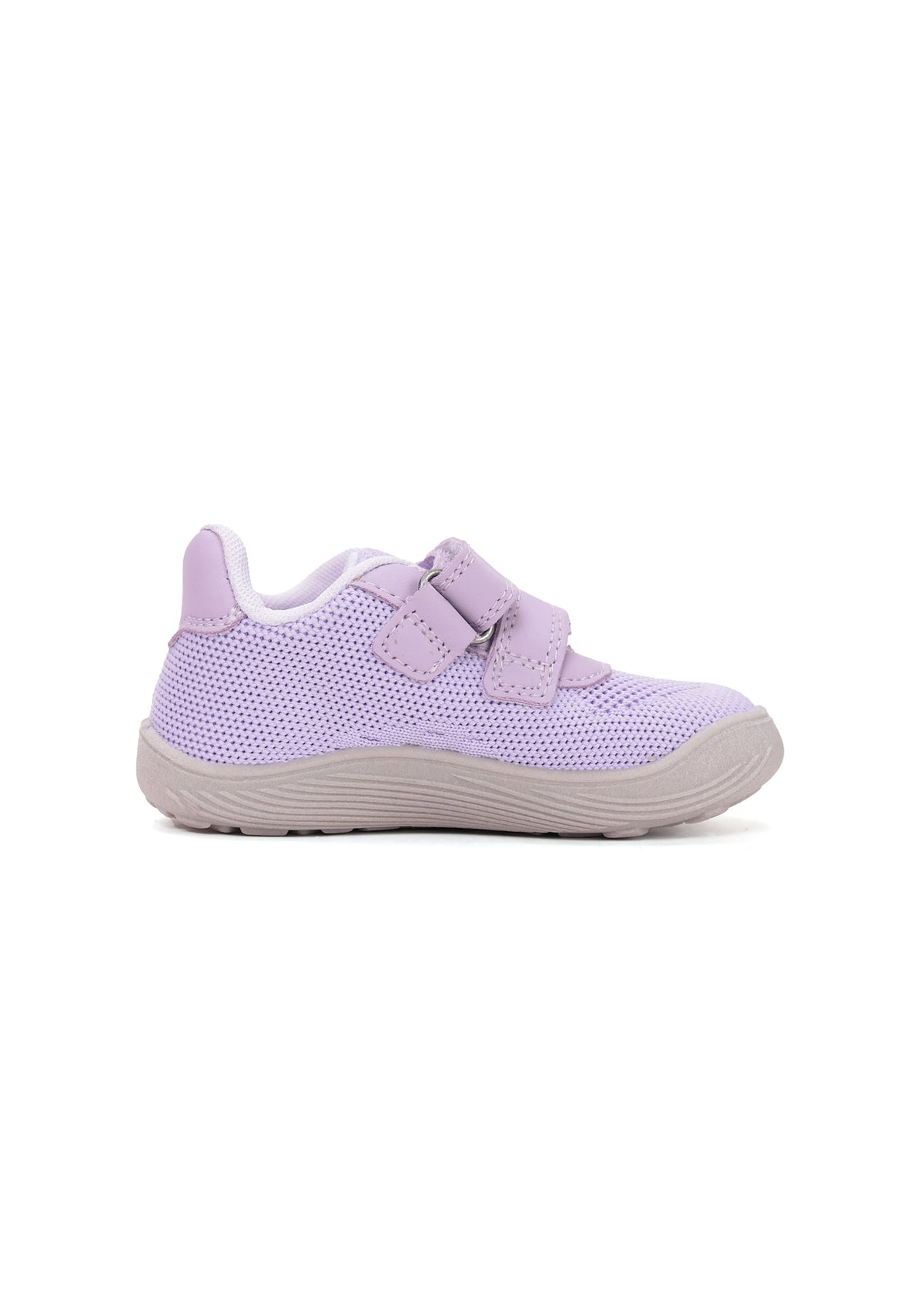 Children's barefoot sneakers - purple fabric, Velcro straps