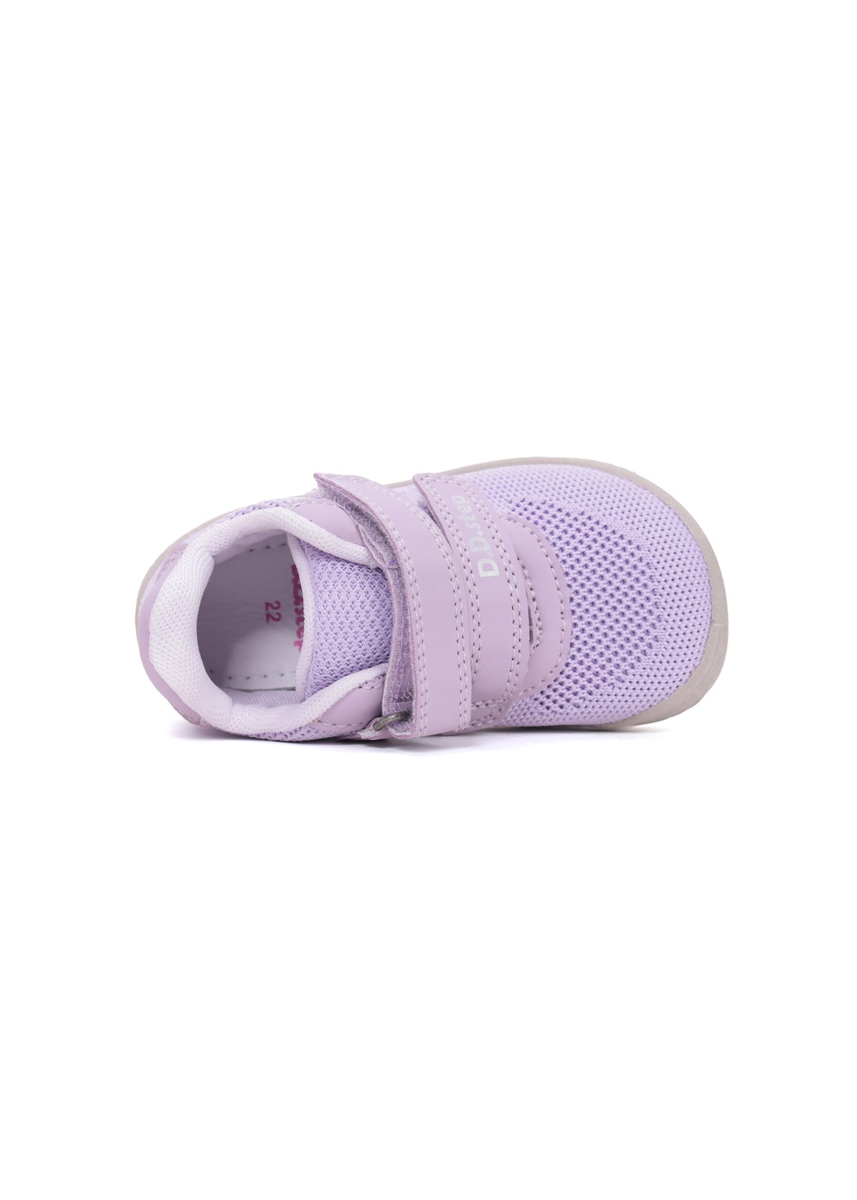 Children's barefoot sneakers - purple fabric, Velcro straps