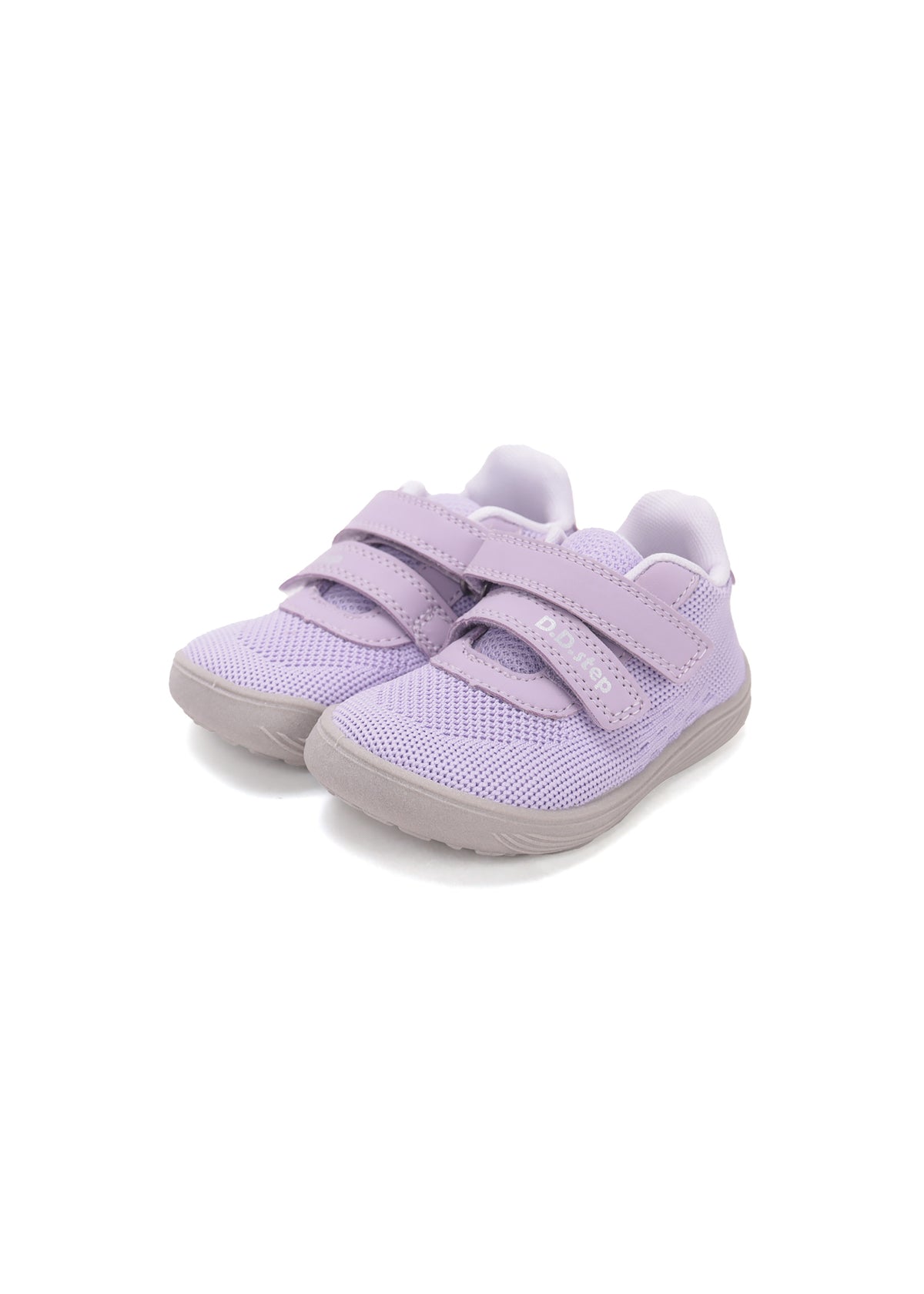 Children's barefoot sneakers - purple fabric, Velcro straps