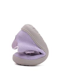 Children's barefoot sneakers - purple fabric, Velcro straps