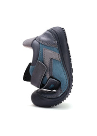 Children's barefoot sneakers, transitional season shoes - gray-blue leather