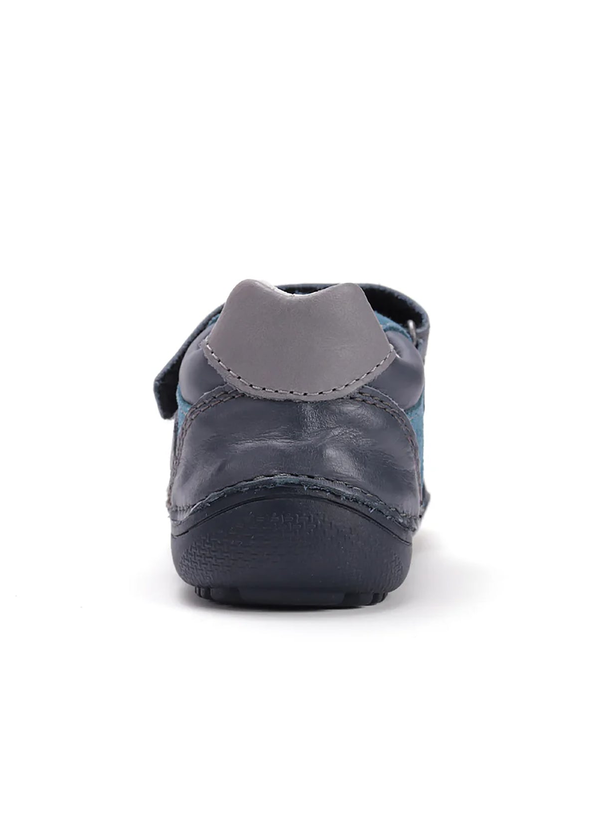 Children's barefoot sneakers, transitional season shoes - gray-blue leather