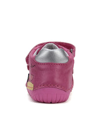 Children's barefoot sneakers - pink leather, flowers