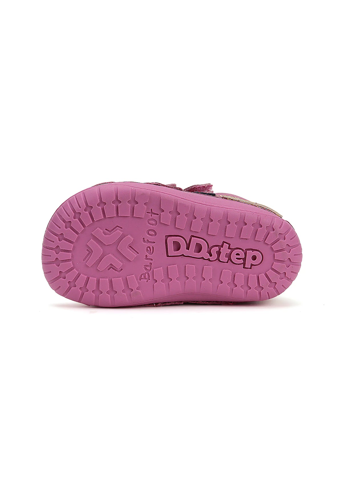 Children's barefoot sneakers - pink leather, flowers