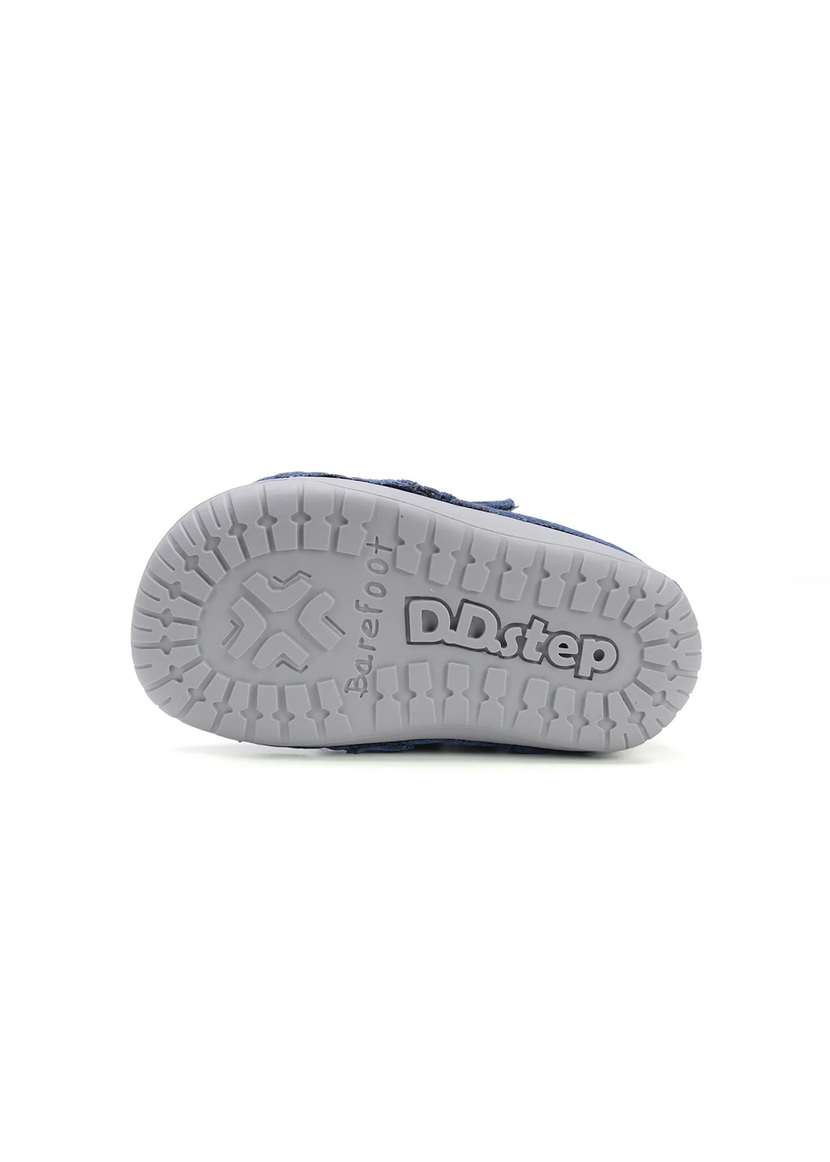 Children's barefoot sneakers, transitional season shoes - dark blue leather, diggers