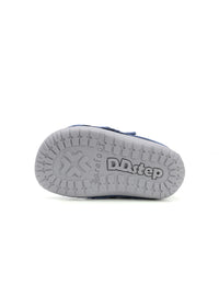 Children's barefoot sneakers, transitional season shoes - dark blue leather, diggers