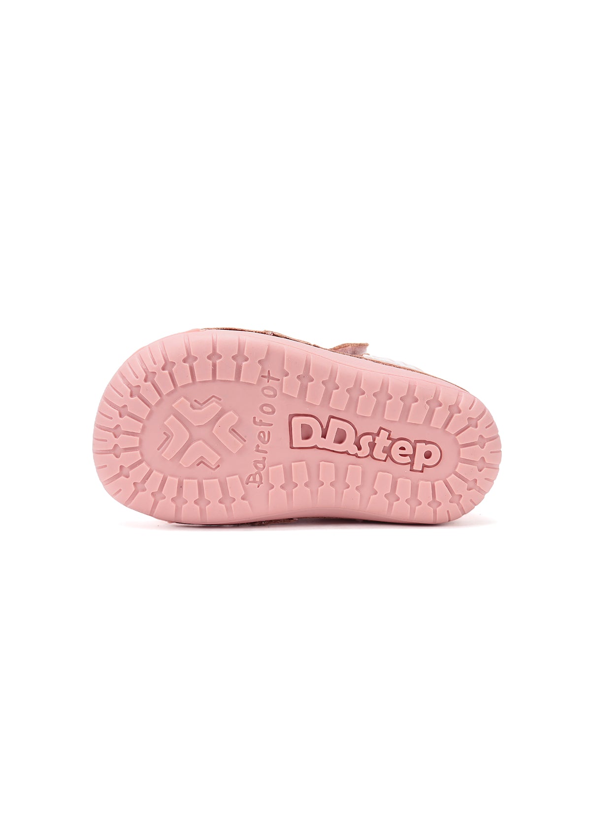 Children's barefoot sneakers, transitional season shoes - light pink leather, cloud and rainbow