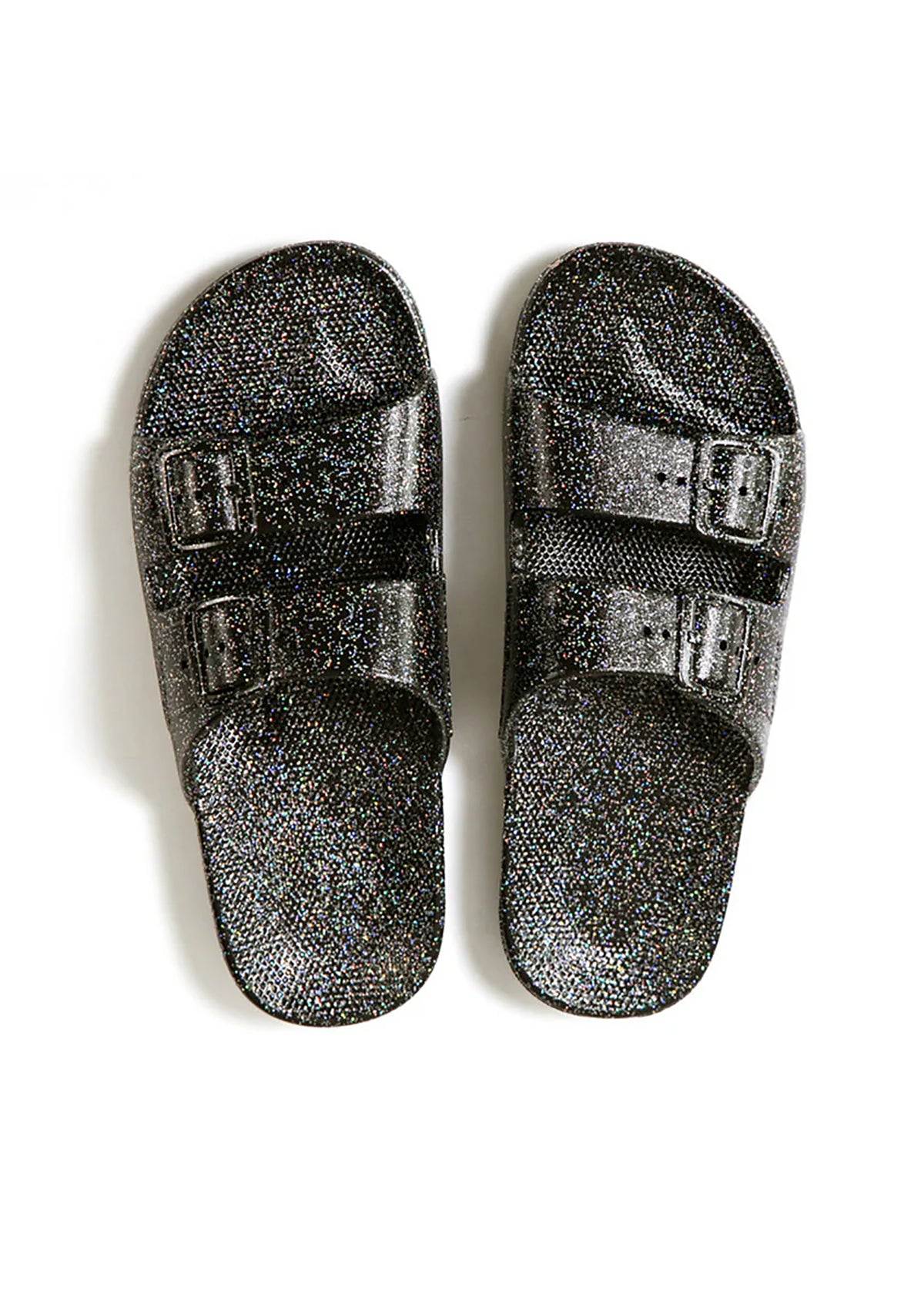 Freedom Moses -sandaler - slip-in med två remmar, Angie, svart glitter