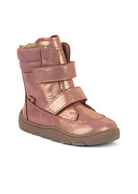 Children's high-top barefoot shoes - leather winter shoes, Zeru TEX Winter, shimmering rose gold