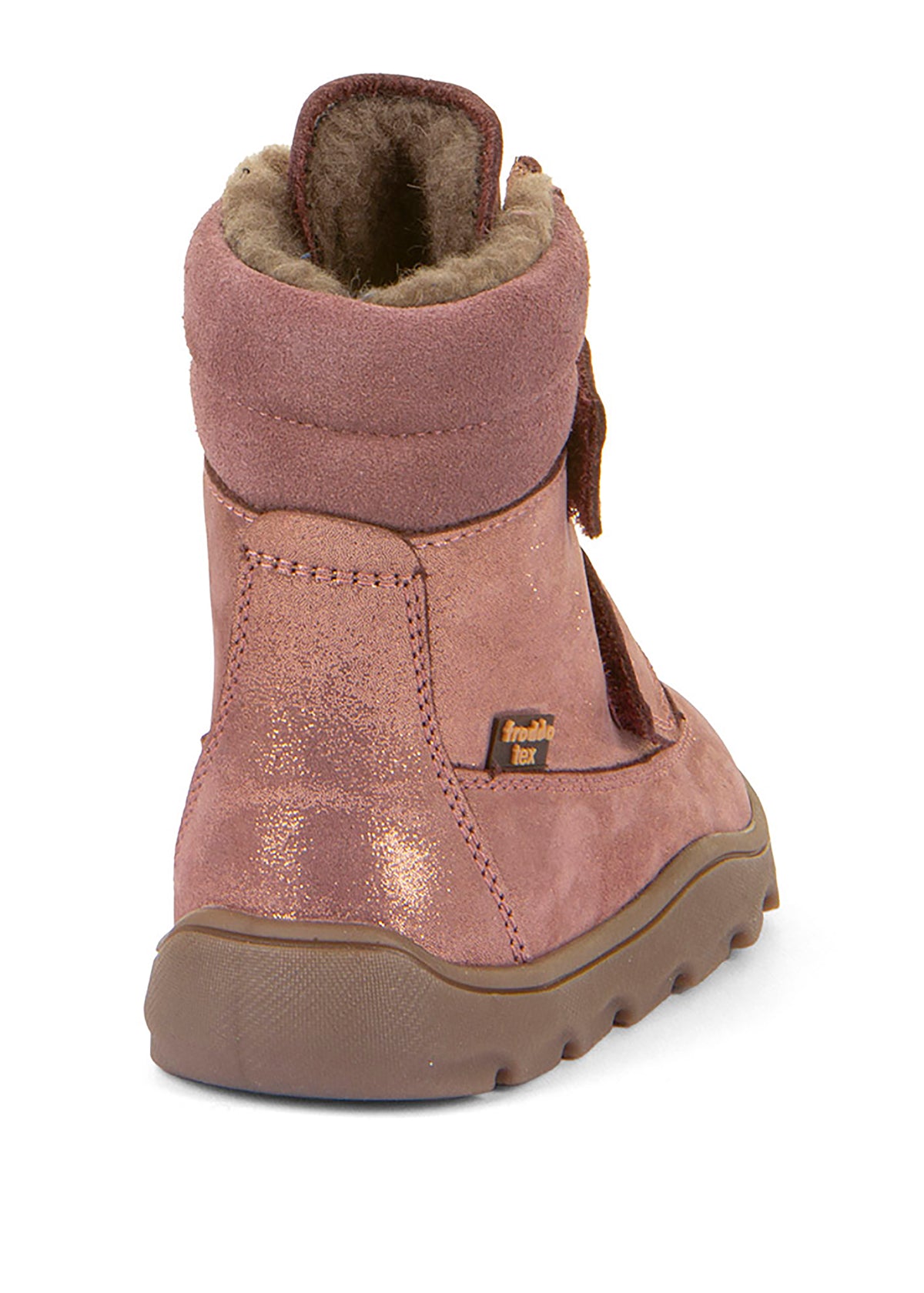 Children's high-top barefoot shoes - leather winter shoes, Zeru TEX Winter, shimmering rose gold