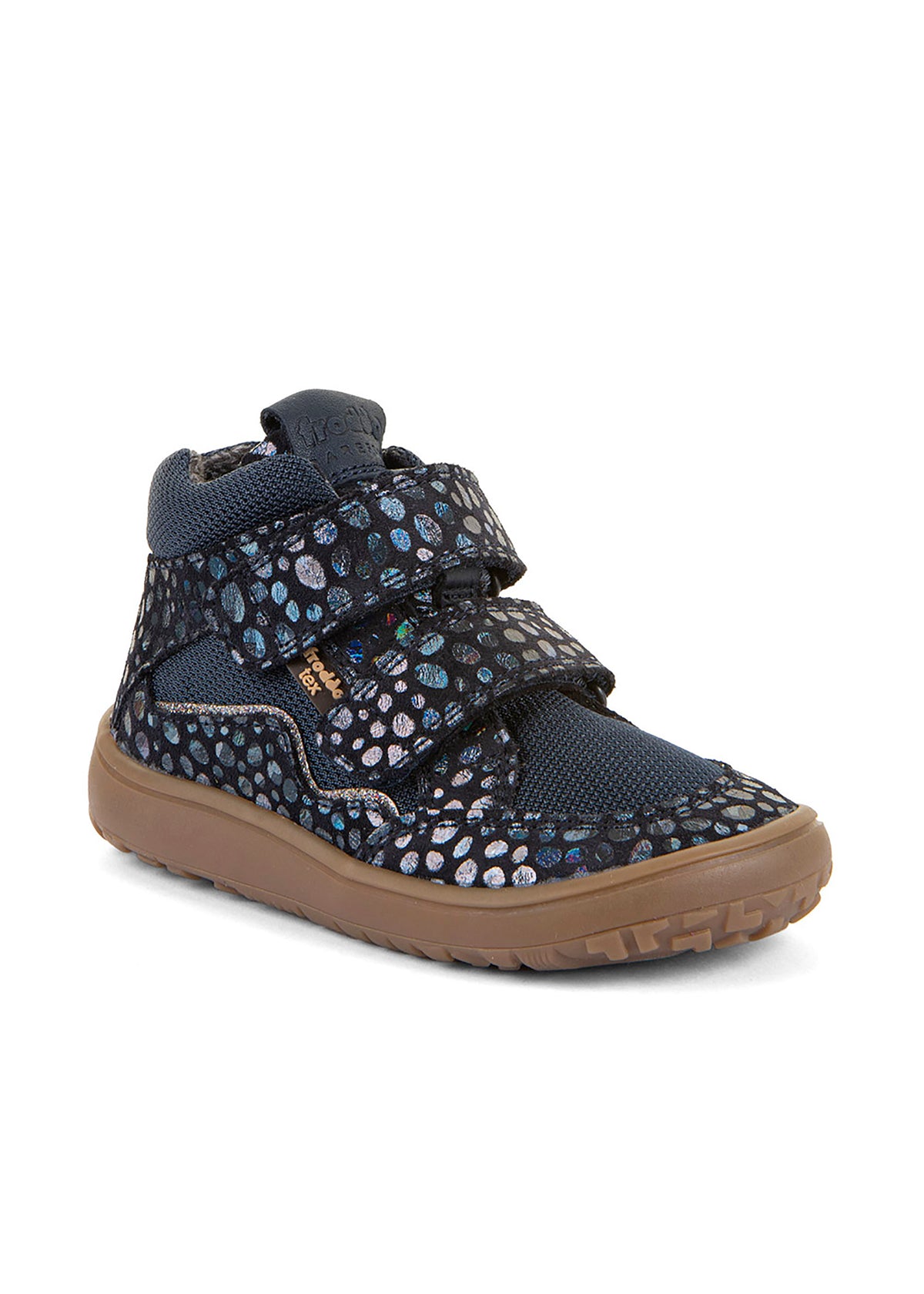 Ankle barefoot sneakers - transitional-season shoes, Autumn TEX, dark blue glitter