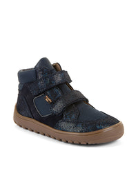 High-top barefoot sneakers - transitional-season shoes, Up Hill TEX, dark blue glitter