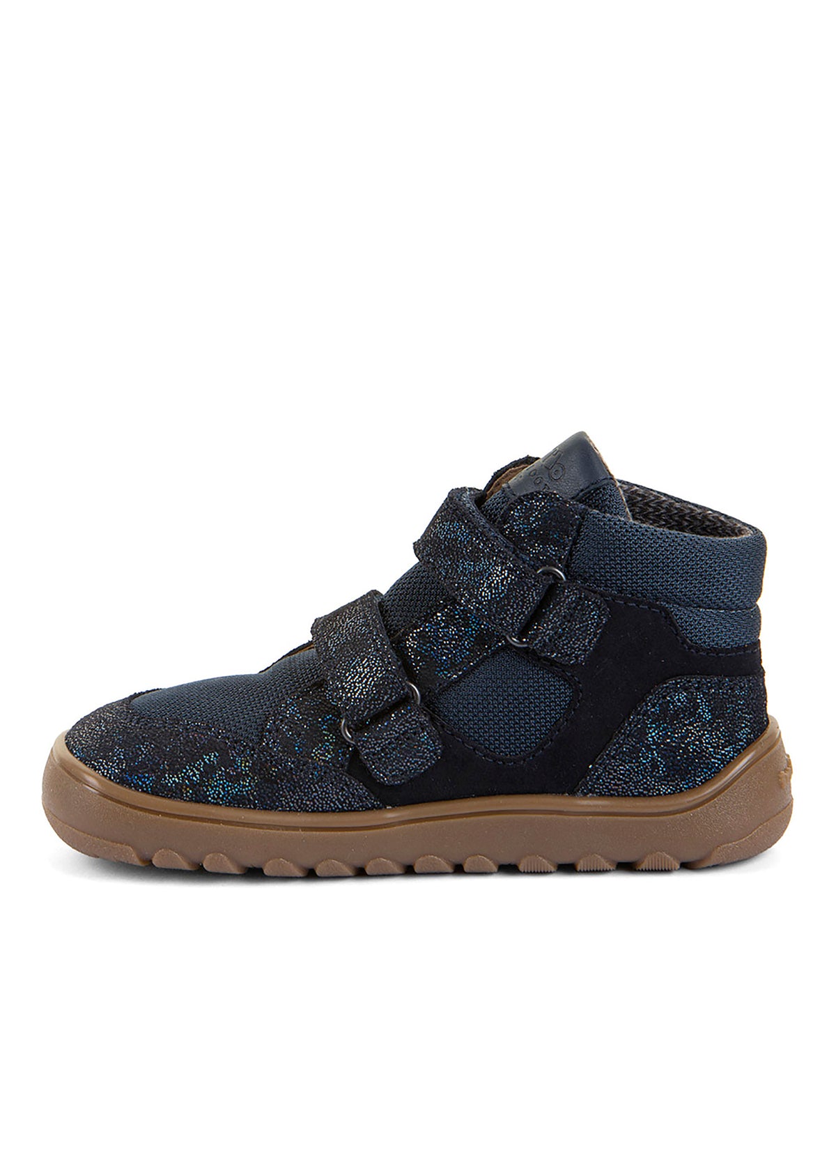 High-top barefoot sneakers - transitional-season shoes, Up Hill TEX, dark blue glitter