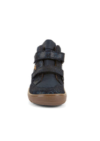 High-top barefoot sneakers - transitional-season shoes, Up Hill TEX, dark blue glitter