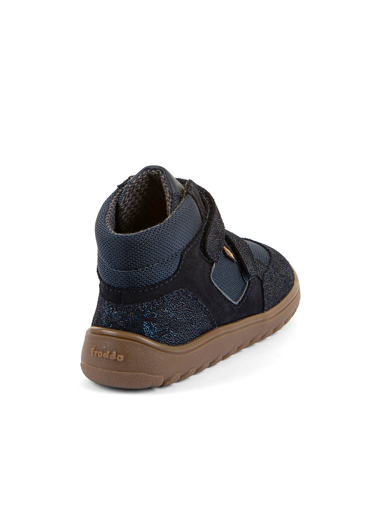 High-top barefoot sneakers - transitional-season shoes, Up Hill TEX, dark blue glitter