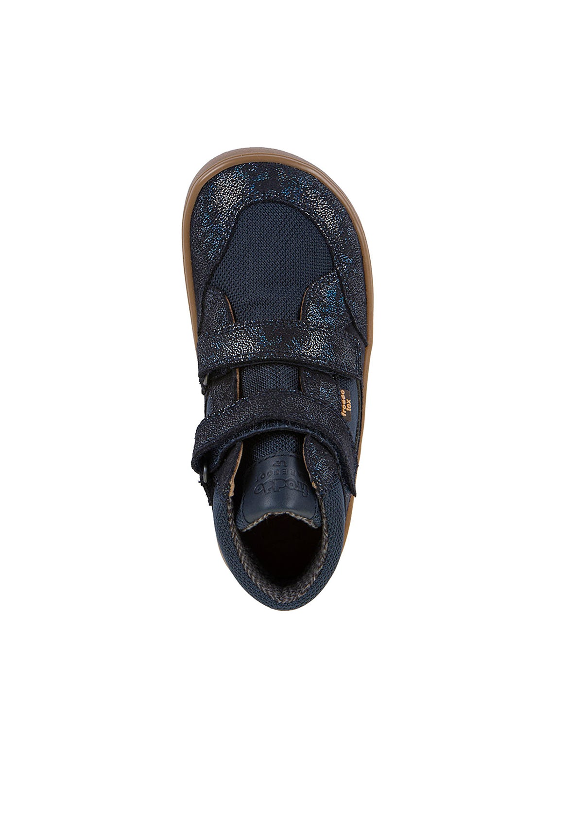 High-top barefoot sneakers - transitional-season shoes, Up Hill TEX, dark blue glitter