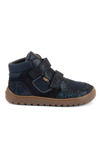 High-top barefoot sneakers - transitional-season shoes, Up Hill TEX, dark blue glitter