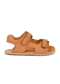 Barns barfotahälsandaler, Flexy Mini - konjaksbrun