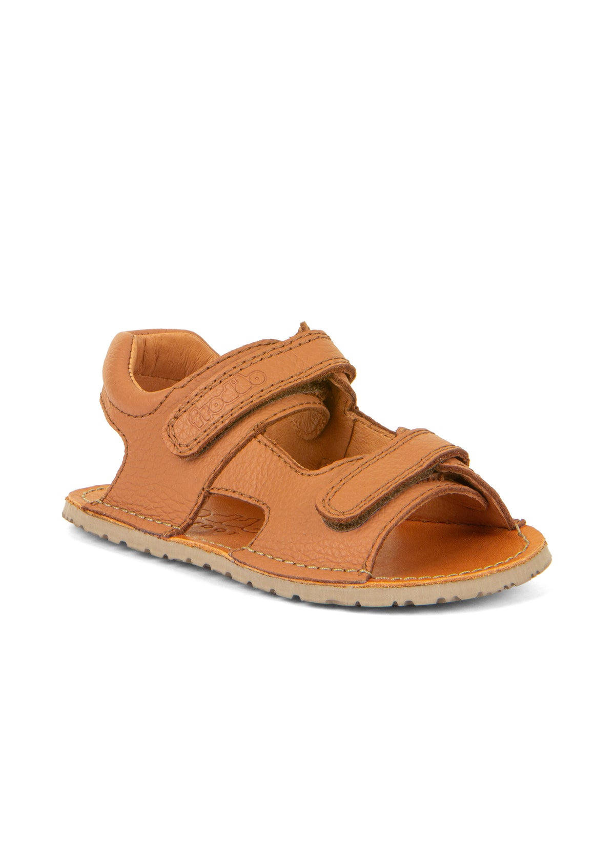 Barns barfotahälsandaler, Flexy Mini - konjaksbrun