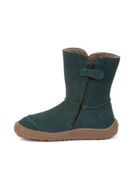 Barefoot shoes - leather winter boots, TEX Suede - petrol blue