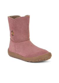 Barefoot shoes - leather winter boots, TEX Suede - pink