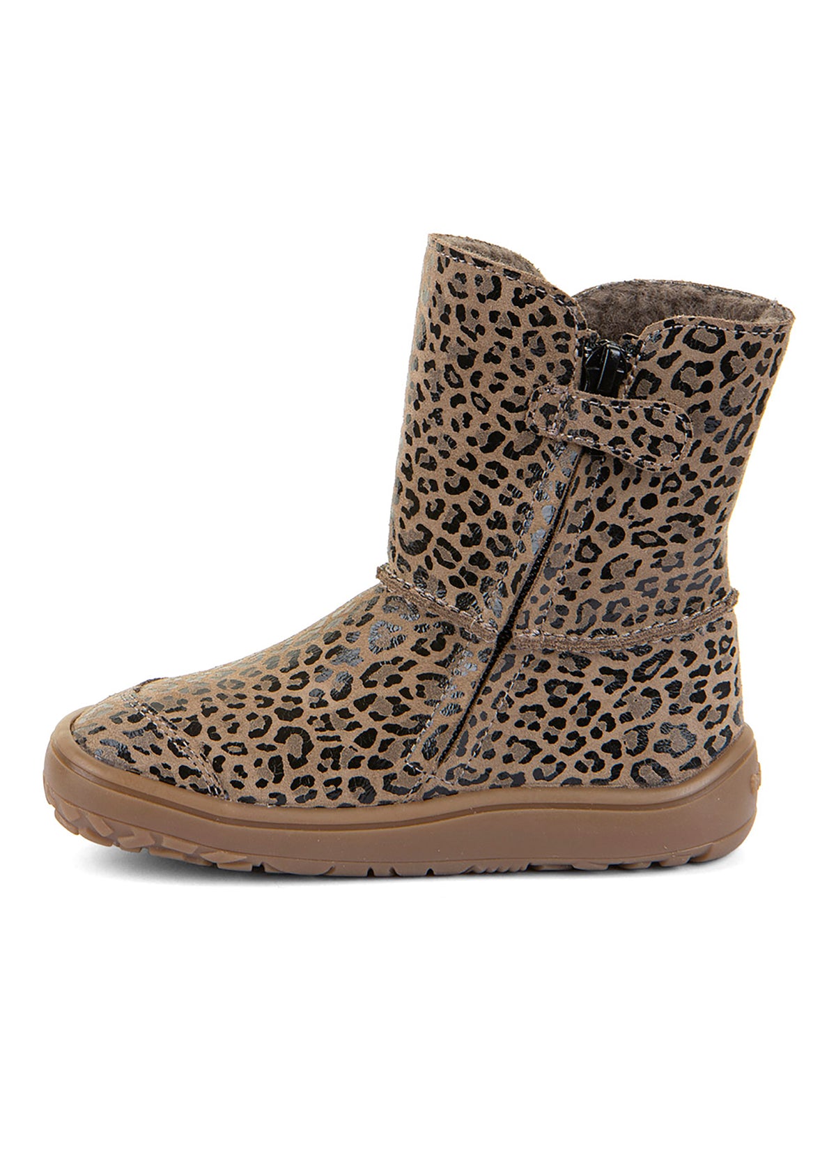 Paljasjalkakengät - talvisaapikkaat, TEX Suede - beige nahka, leopardikuviot