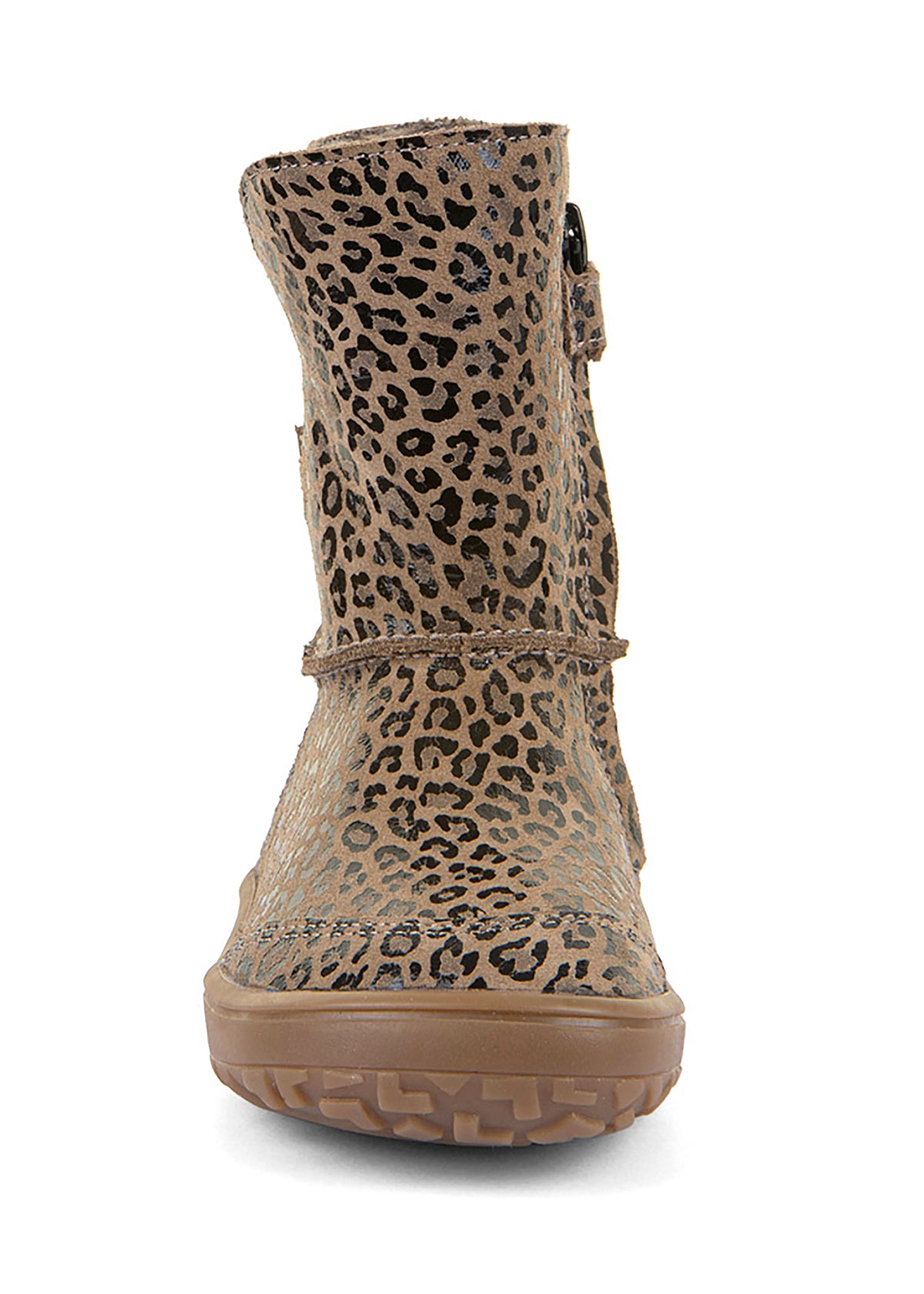 Paljasjalkakengät - talvisaapikkaat, TEX Suede - beige nahka, leopardikuviot