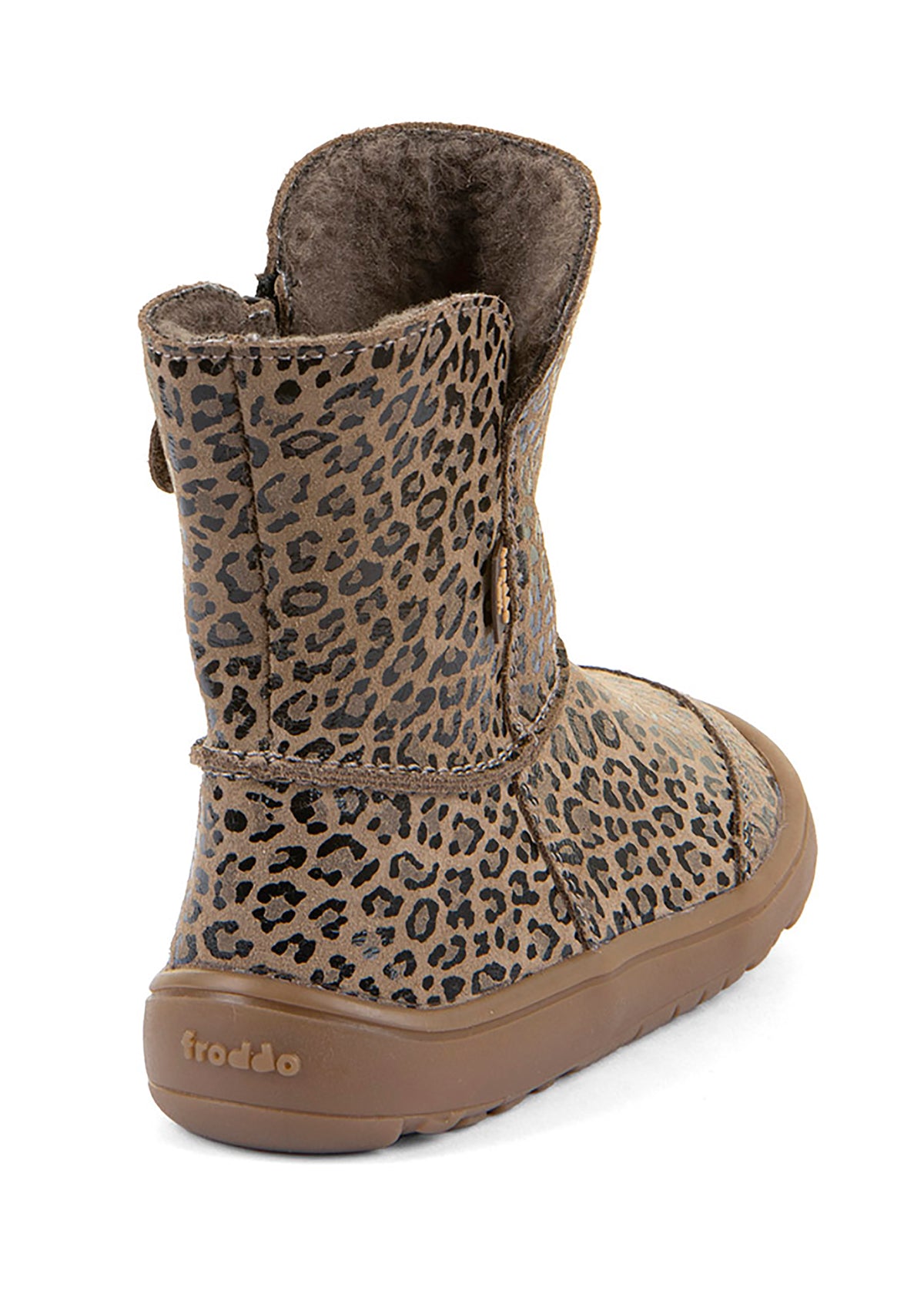 Paljasjalkakengät - talvisaapikkaat, TEX Suede - beige nahka, leopardikuviot