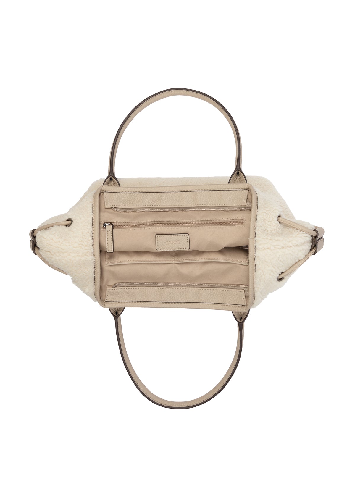 Women's handbag - light teddy fur, Granada Fur Zip Shopper