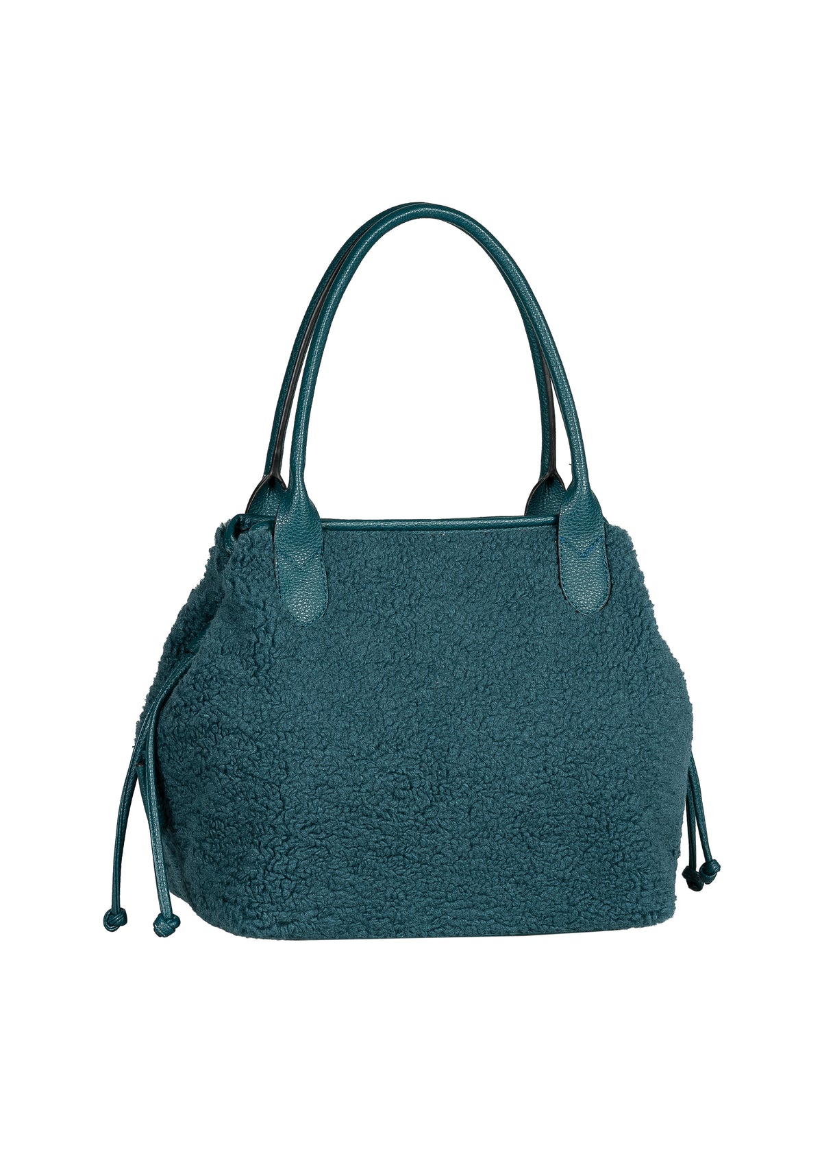 Women's handbag - petrol teddy fur, Granada Fur Zip Shopper